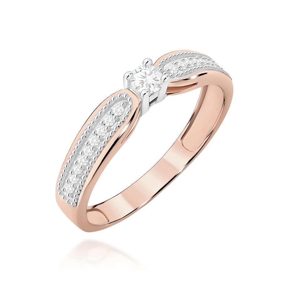 Pierścionek z diamentem 0,17 ct w różowym złocie · W449
