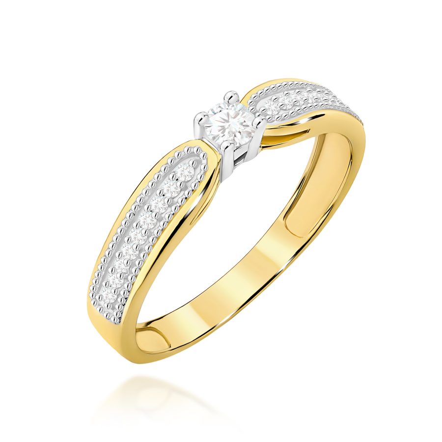 Pierścionek z diamentem 0,17 ct W0449 – żółte złoto próby 585 · W449