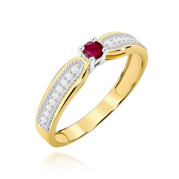 Pierścionek z rubinem 0,15 ct W0449 – żółte złoto próby 585