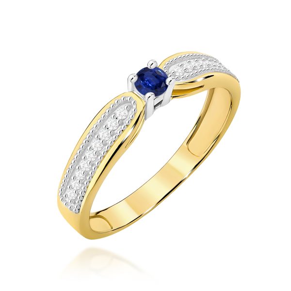 Pierścionek z szafirem 0,15 ct W0449 – żółte złoto próby 585