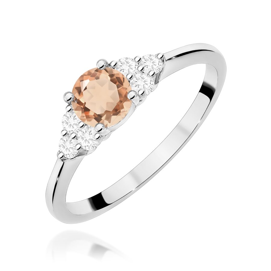 Pierścionek z morganitem 0,40 ct i diamentami · W451