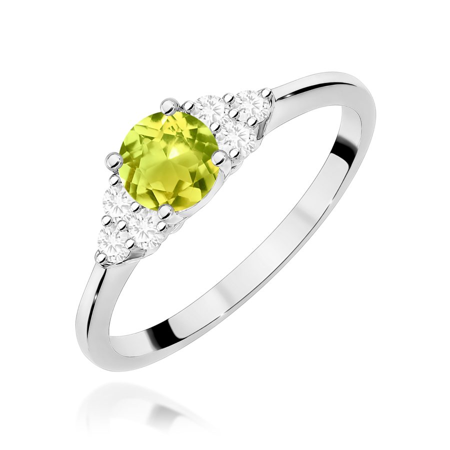 Pierścionek z kamieniem oliwin 0,60 ct W0451 – białe złoto próby 585 · W451