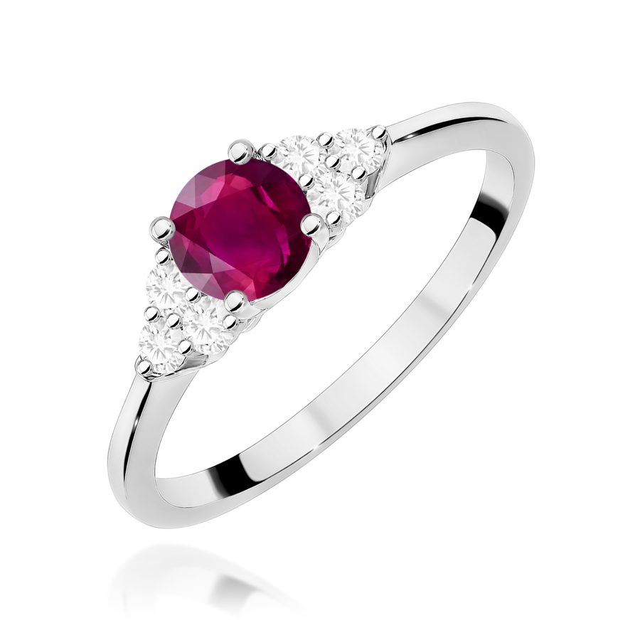 Pierścionek z rodolitem i diamentami 0,60 ct · W451