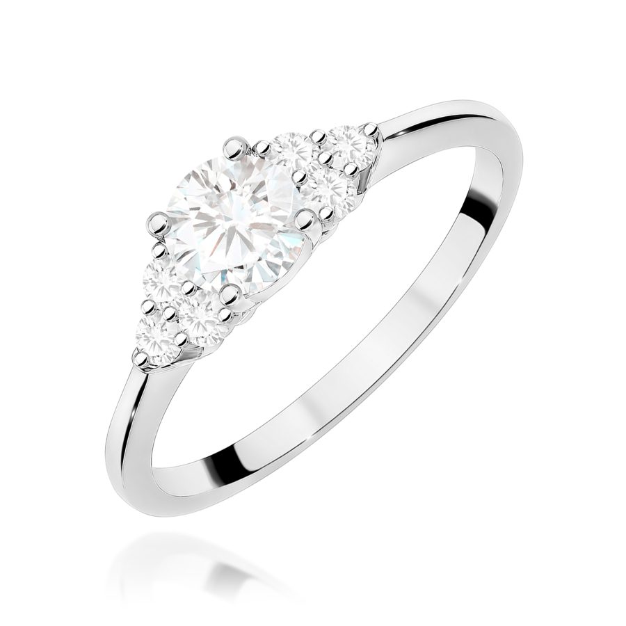 Pierścionek z białym szafirem 0,60 ct i diamentem – białe złoto 585 · W451