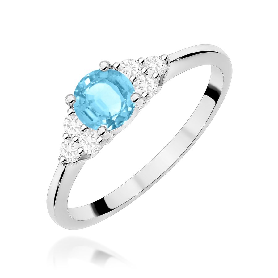 Pierścionek z okrągłym topazem 0,5 ct i diamentami · W451