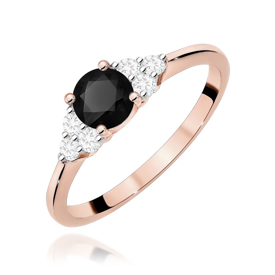 Pierścionek z czarnym diamentem 0,50 ct i diamentami · W451