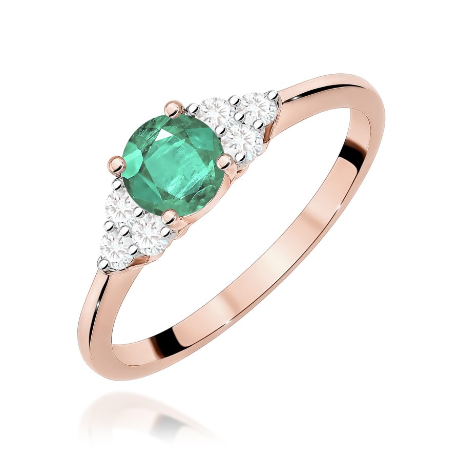 Pierścionek ze szmaragdem 0,50 ct i diamentami · W451