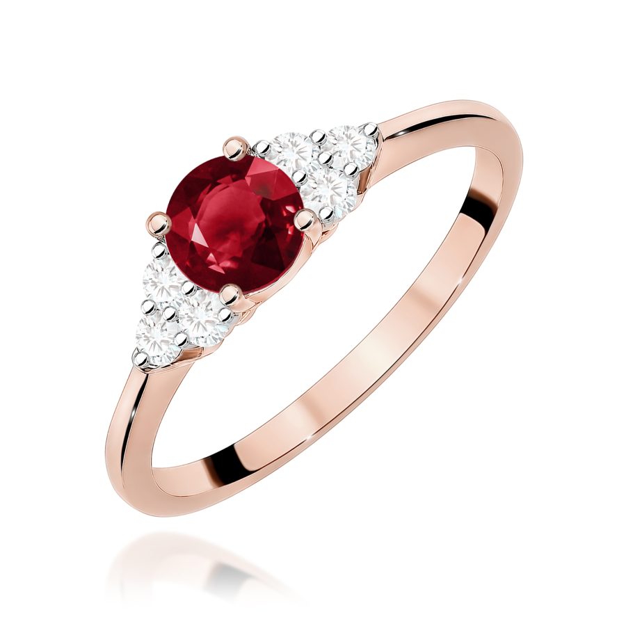 Pierścionek z granatem 0,60 ct i diamentami · W451