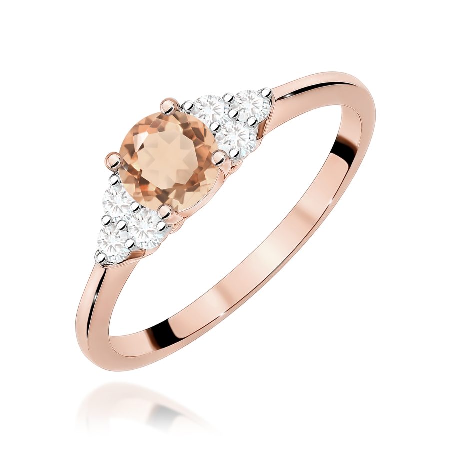 Pierścionek z morganitem 0,40 ct i diamentem · W451