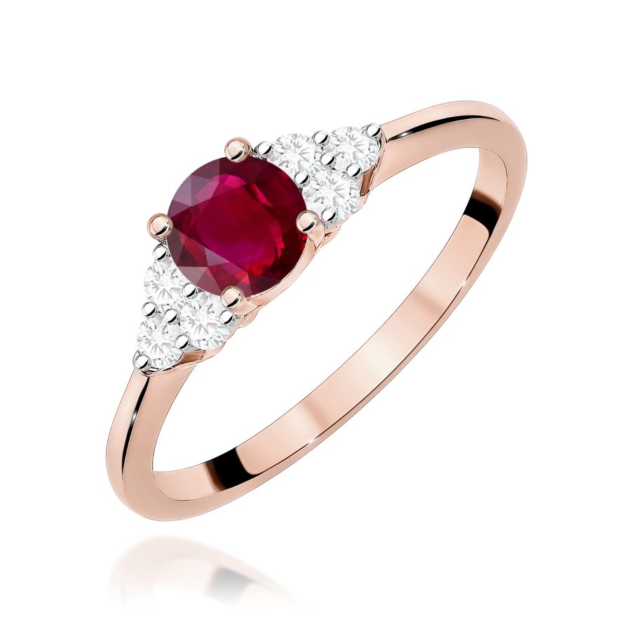 Pierścionek z rubinem 0,60 ct i diamentami · W451