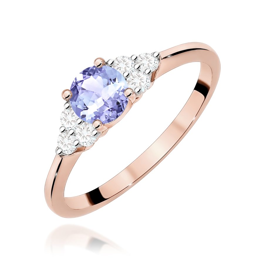 Pierścionek z tanzanitem 0,50 ct i diamentami · W451