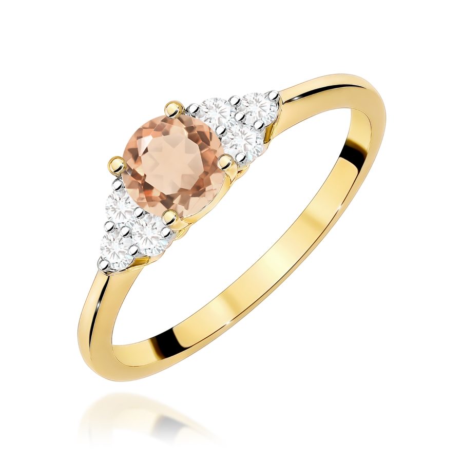 Pierścionek z morganitem 0,40 ct i diamentami · W451