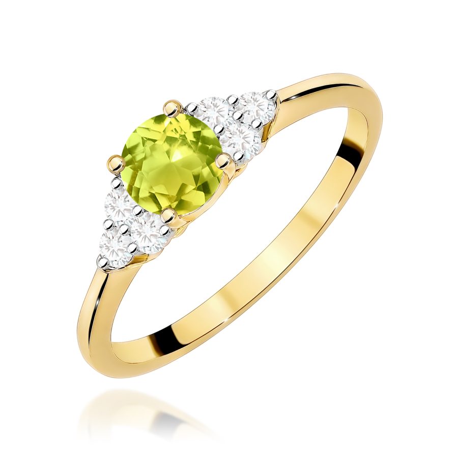 Pierścionek z kamieniem oliwin 0,60 ct W0451 – żółte złoto próby 585 · W451