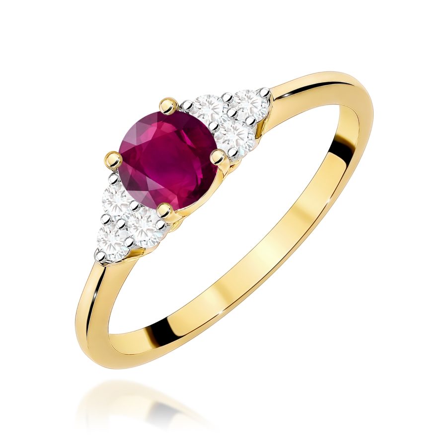 Pierścionek z rodolitem 0,60 ct i diamentami · W451