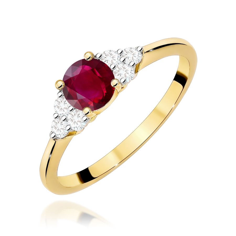 Pierścionek z rubinem 0,60 ct i diamentem · W451