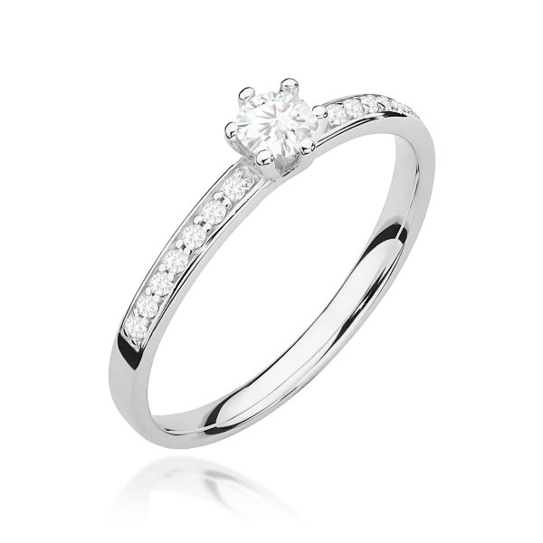 Pierścionek z diamentem 0,17 ct W0459 – białe złoto próby 585