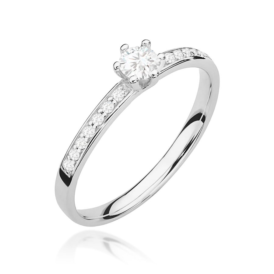 Pierścionek z okrągłym diamentem 0,17 ct · W459