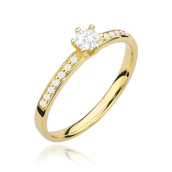 Pierścionek z diamentem 0,17 ct W0459 – żółte złoto próby 585