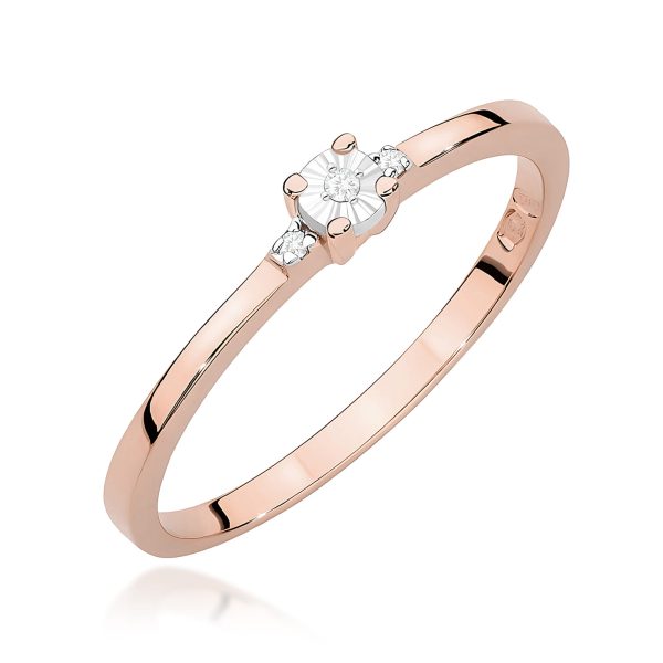 Pierścionek z diamentem 0,02 ct W0464 – różowe złoto próby 585