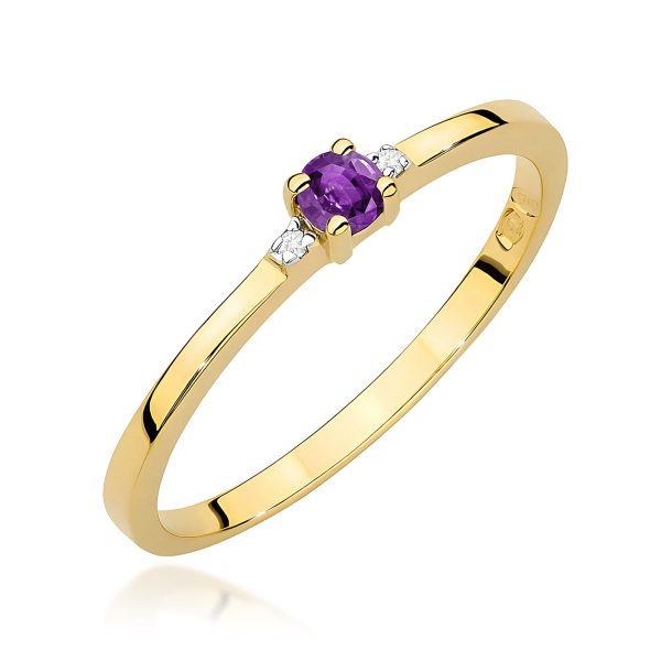 Pierścionek z ametystem 0,10 ct W0464 – żółte złoto próby 585