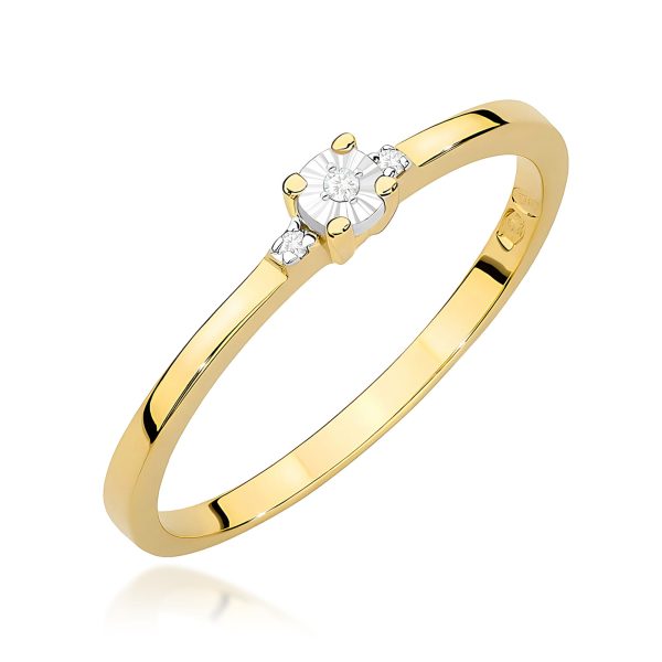 Pierścionek z diamentem 0,02 ct W0464 – żółte złoto próby 585