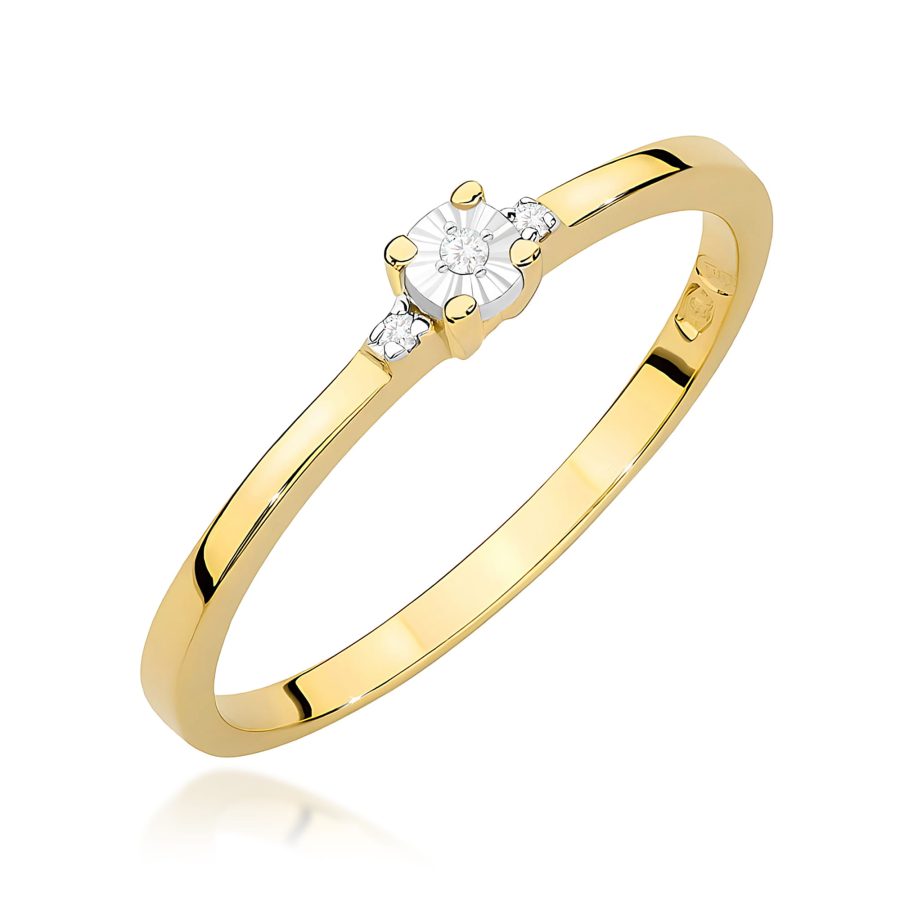 Pierścionek z diamentem 0,02 ct W0464 – żółte złoto próby 585
