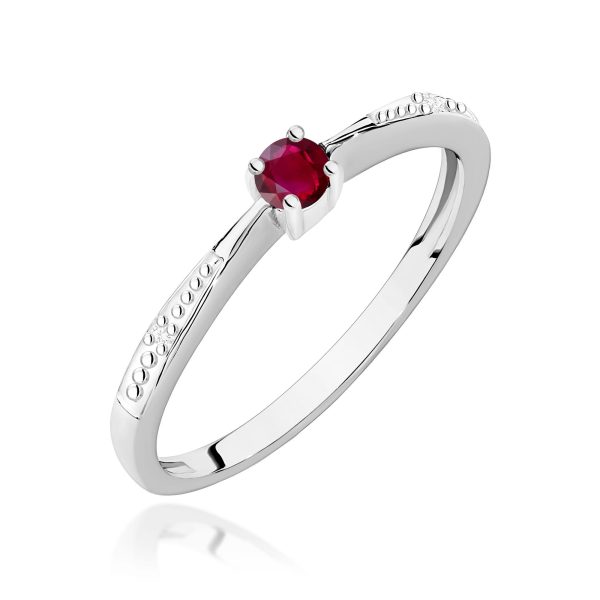 Pierścionek z rubinem 0,15 ct W0465 – białe złoto próby 585