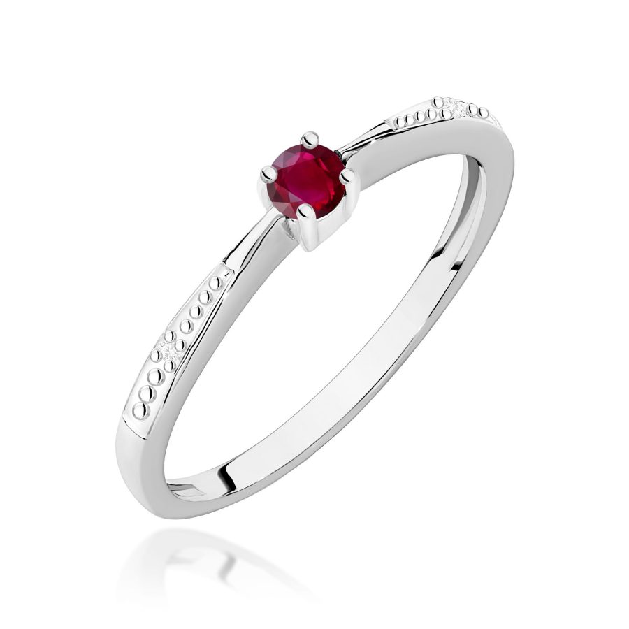 Pierścionek z rubinem 0,15 ct W0465 – białe złoto próby 585