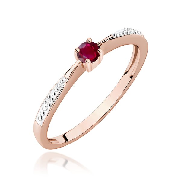 Pierścionek z rubinem 0,15 ct W0465 – różowe złoto próby 585