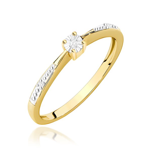 Pierścionek z diamentem 0,02 ct W0465 – żółte złoto próby 585