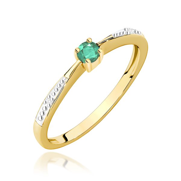 Pierścionek z szmaragdem 0,15 ct W0465 – żółte złoto próby 585