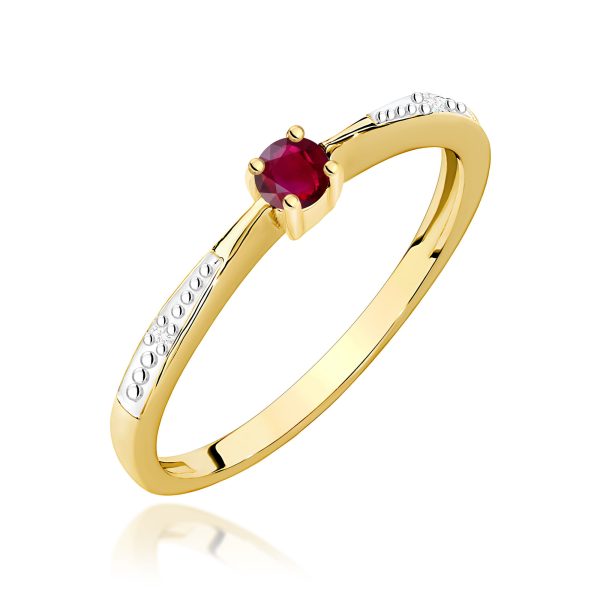 Pierścionek z rubinem 0,15 ct W0465 – żółte złoto próby 585