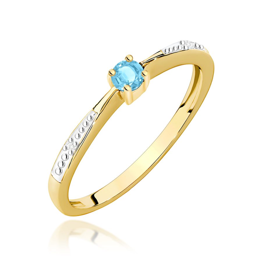 Pierścionek z topazem Swiss i diamentami · W0465