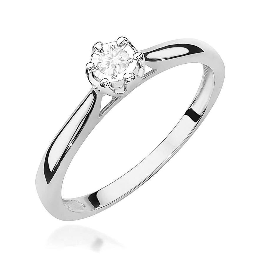 Pierścionek z okrągłym diamentem 0,08 ct · W468