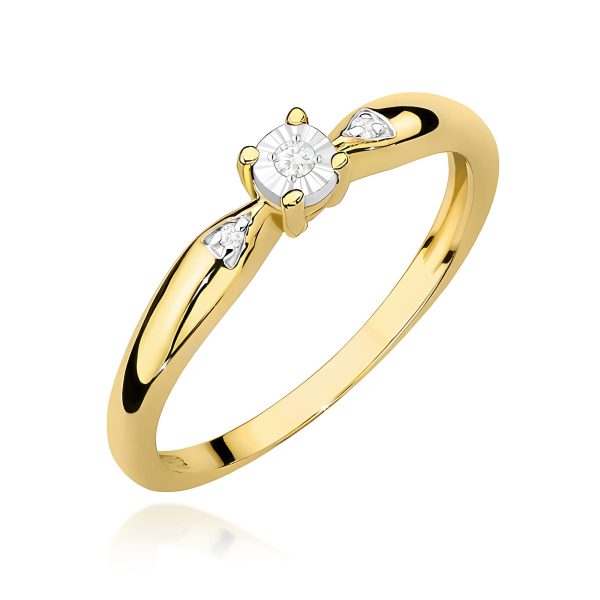 Pierścionek z diamentem 0,03 ct W0469 – żółte złoto próby 585