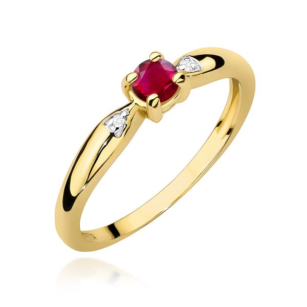 Pierścionek z rubinem 0,15 ct W0469 – żółte złoto próby 585