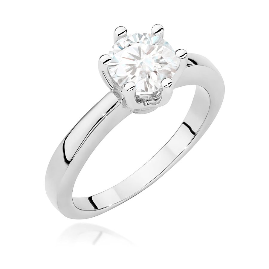 Pierścionek z diamentem 1,00 ct w białym złocie próby 585 · W482