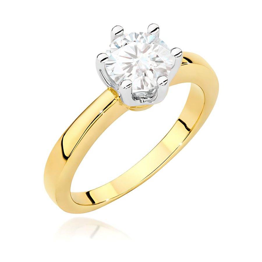 Pierścionek z okrągłym diamentem 1 ct w żółtym złocie próby 585 · W482