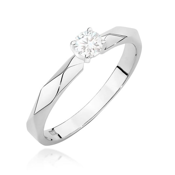 Pierścionek z diamentem 0,10 ct W0484 – białe złoto próby 585