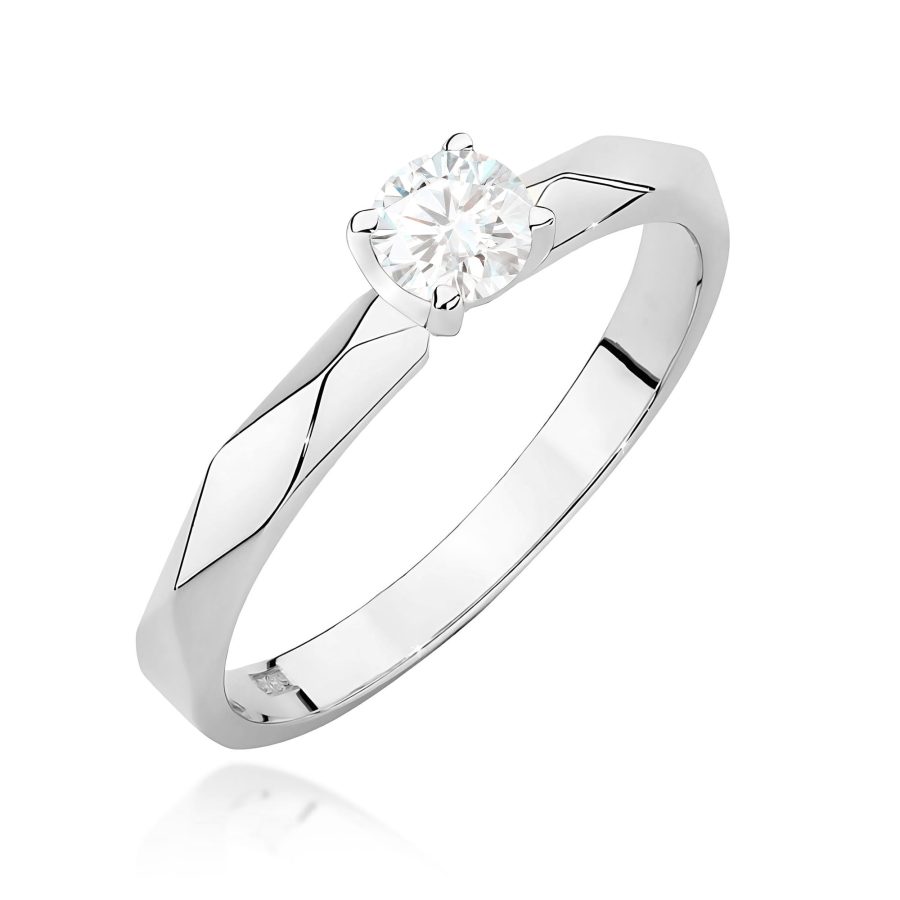 Pierścionek z brylantem 0.2 ct w białym złocie · W484