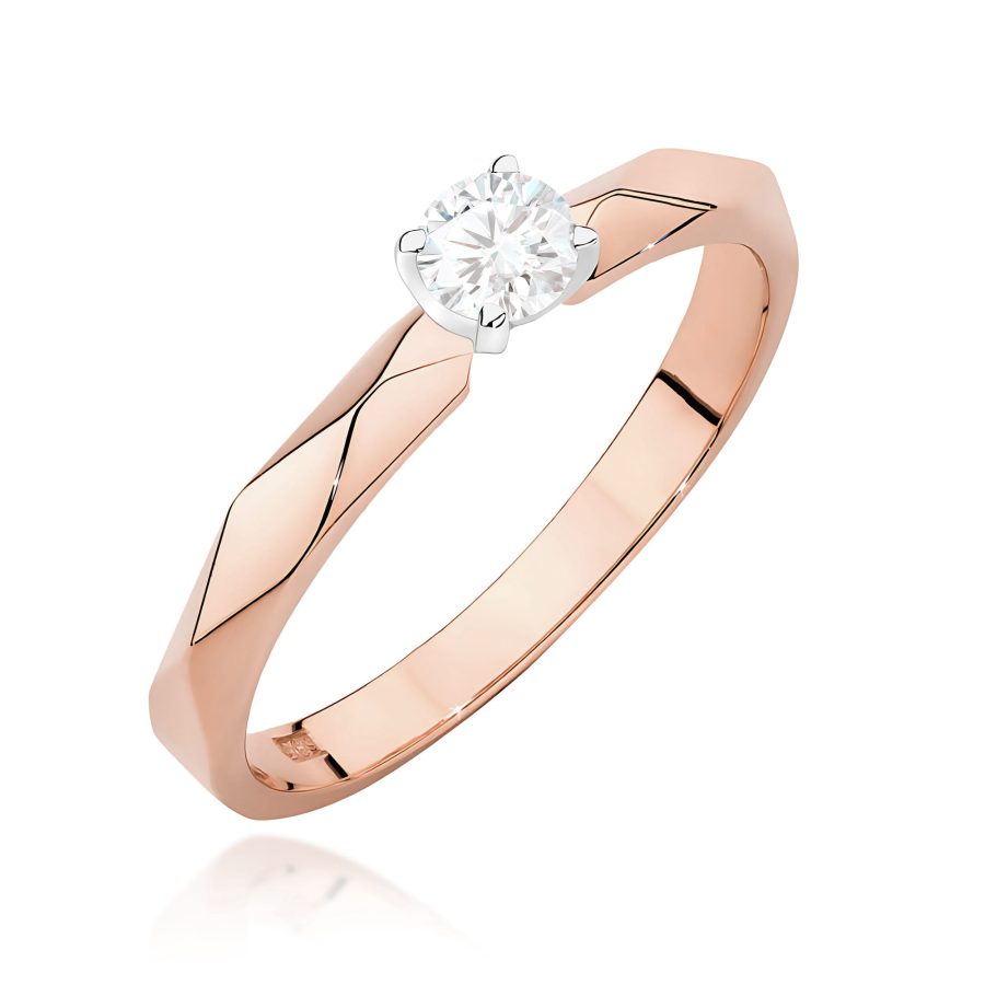 Ring with round diamond 0,1 ct in gold