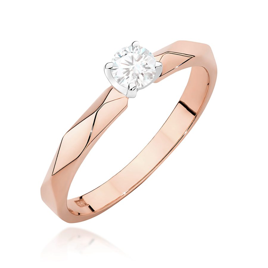 Ring with round diamond 0,15 ct in 585 rose gold
