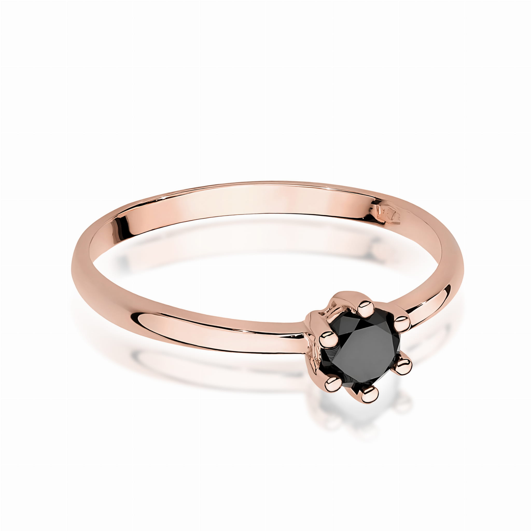 Ring with black diamond in 585 rose gold – product image 3