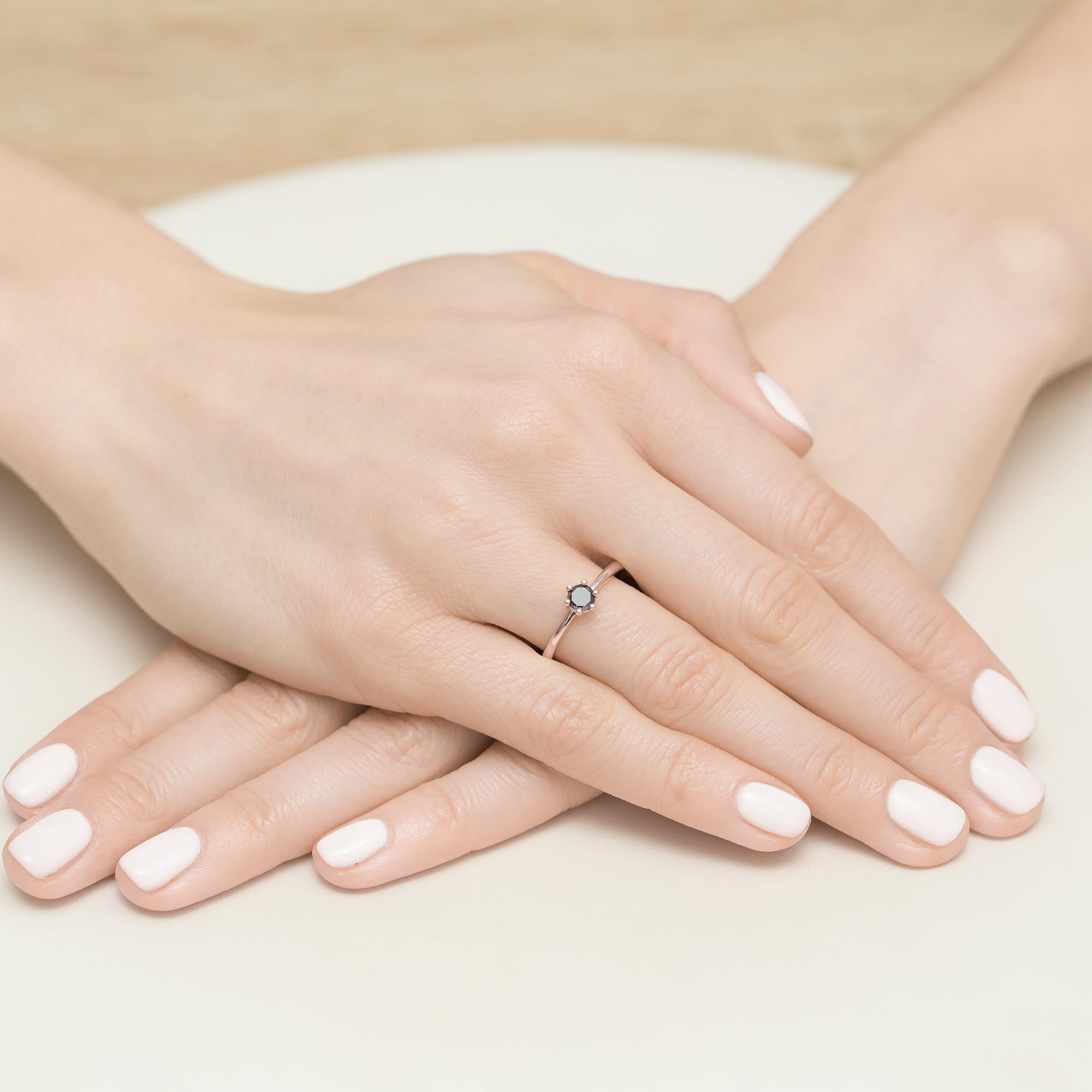 Ring with black diamond in 585 rose gold – product image 1