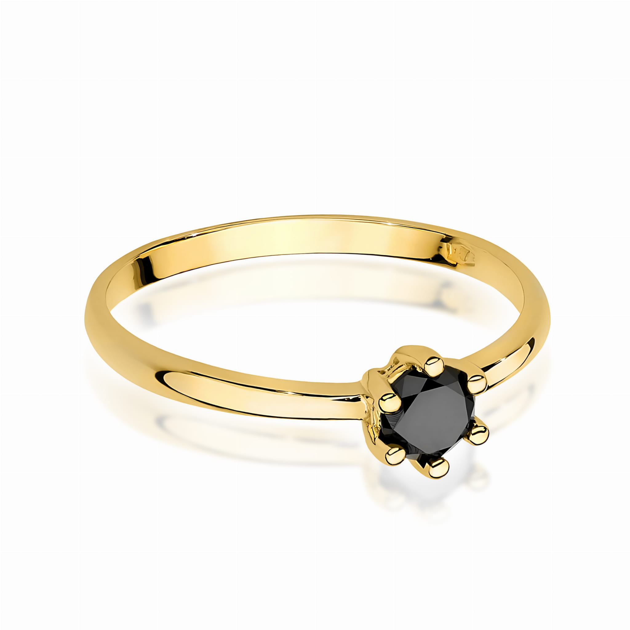 Ring with black diamond in yellow gold – product image 3