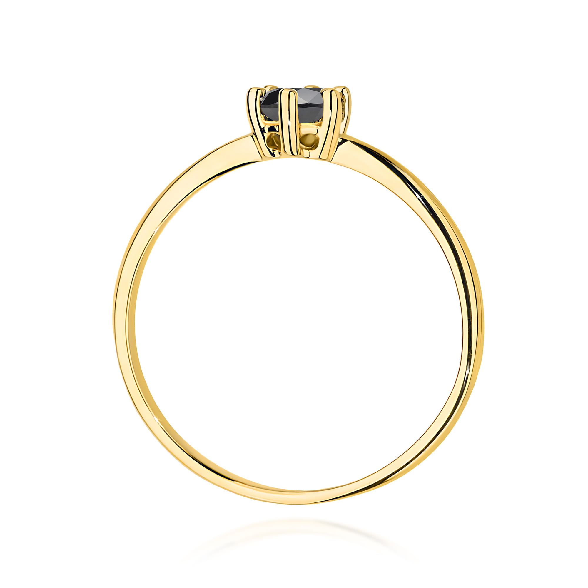 Ring with black diamond in yellow gold – product image 4