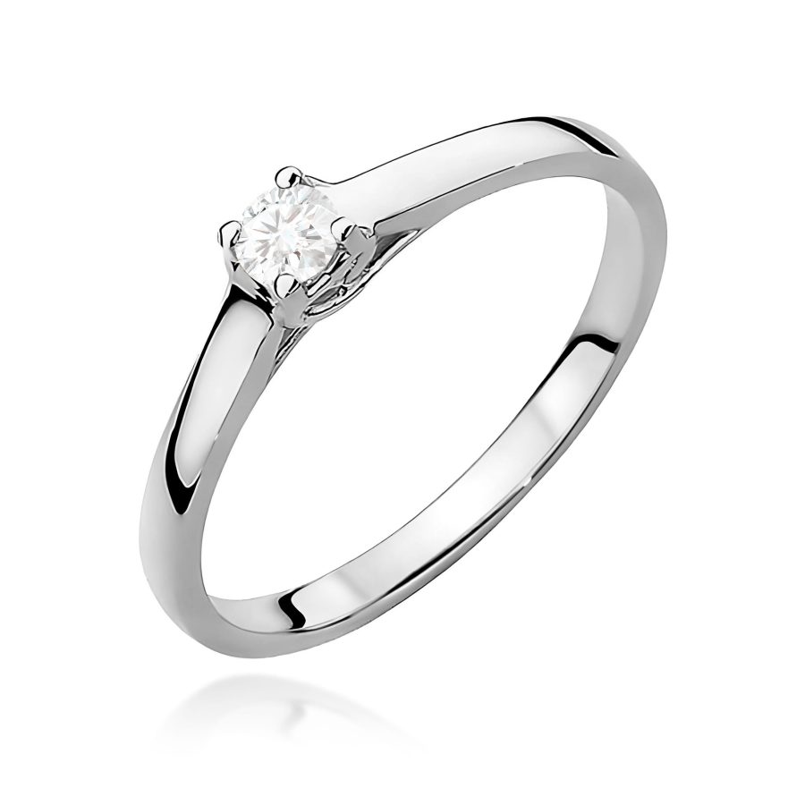 Pierścionek z diamentem 0,12 ct w białym złocie próby 585 · W506