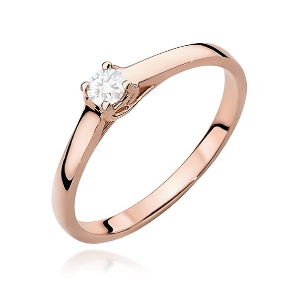 Pierścionek z diamentem 0,12 ct W0506 – różowe złoto próby 585