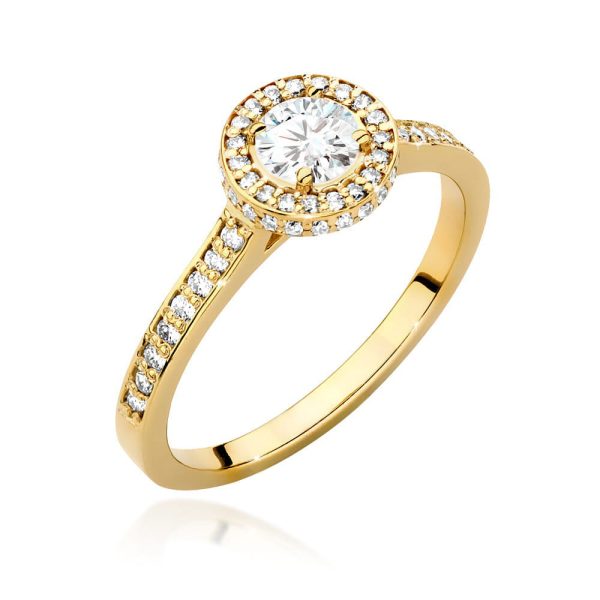 Pierścionek z diamentem 0,74 ct W0508 – żółte złoto próby 585