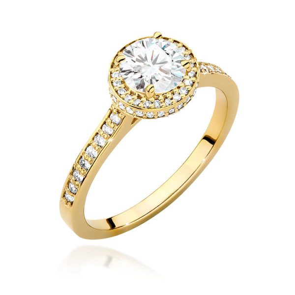 Pierścionek z diamentem 1,08 ct W0508 – żółte złoto próby 585